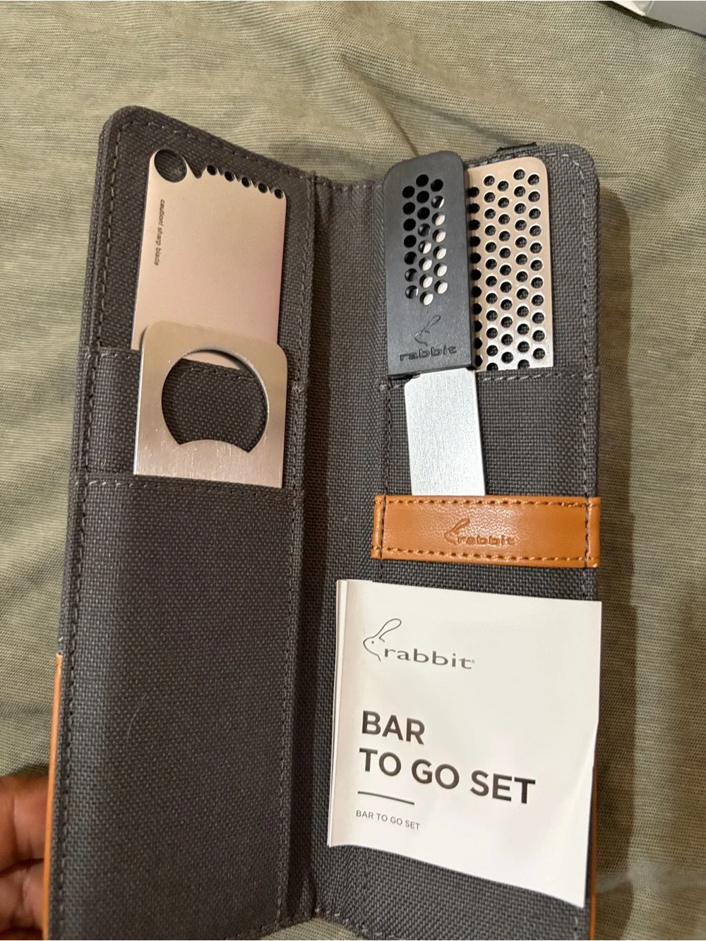 rabbit Bar To Go Set - Gray Compact Bar Knife & Cocktail Accessories